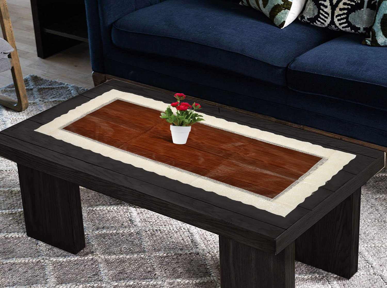 Kuber Industries Wooden Design PVC Table Runner For Farmhouse Dinner, Holiday Parties, Wedding, Events, Décor, 18