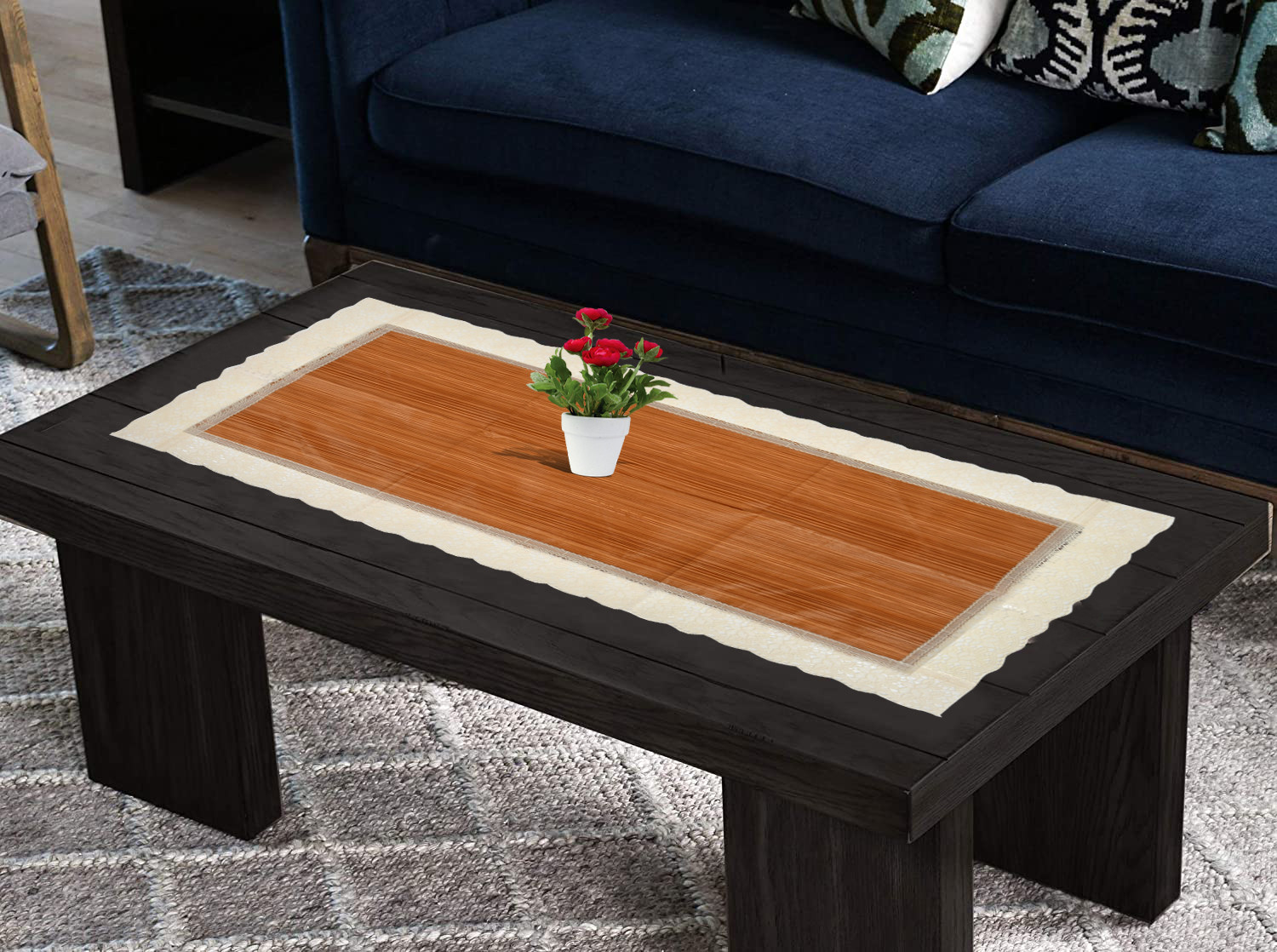 Kuber Industries Wooden Design PVC Table Runner For Farmhouse Dinner, Holiday Parties, Wedding, Events, Décor, 18