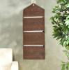 Kuber Industries Wooden Design Wall Hanging Magazine Letter Holder/Organizer With 3 Zipper Pockets (Brown)-HS43KUBMART25735