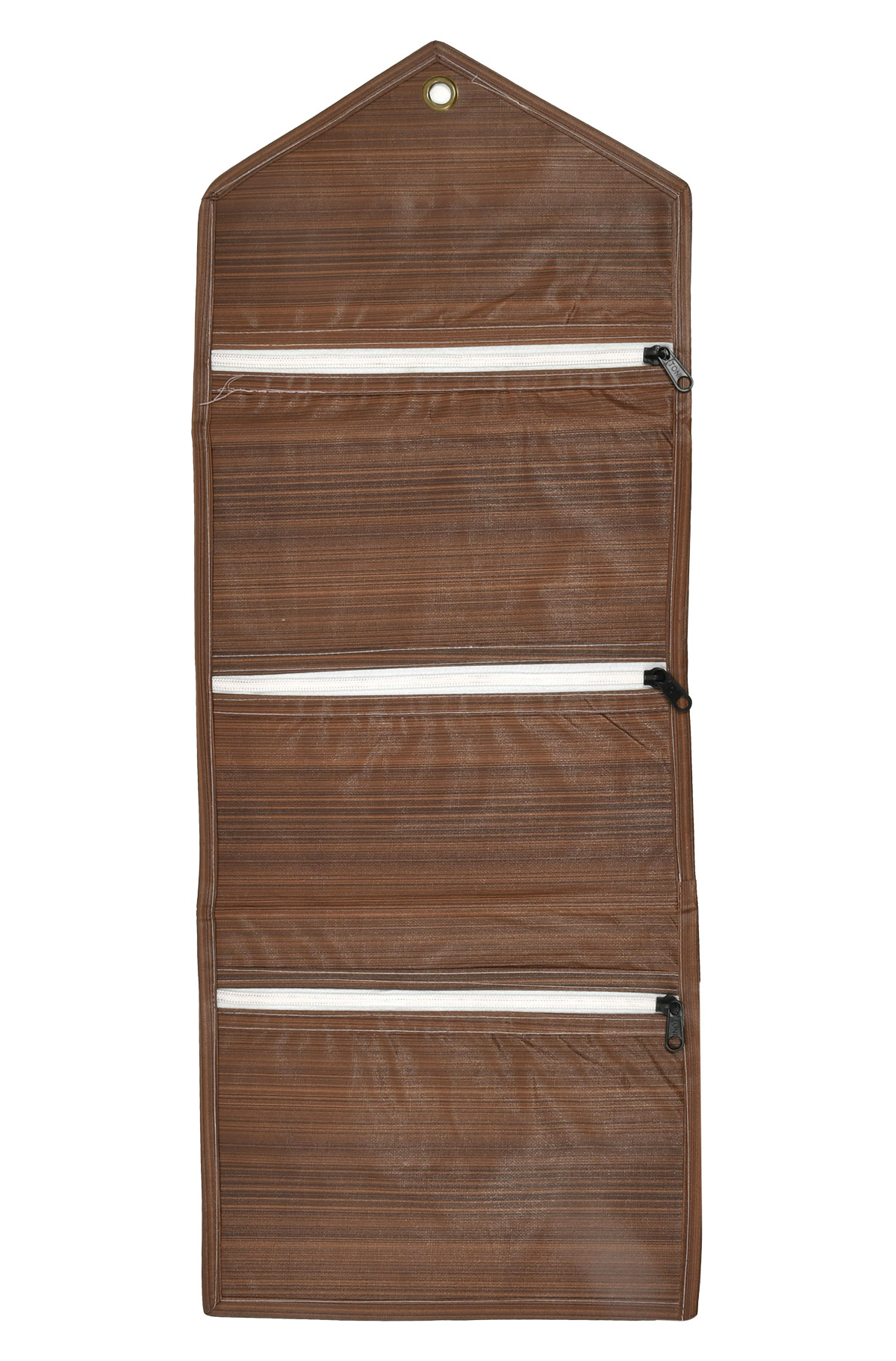 Kuber Industries Wooden Design Wall Hanging Magazine Letter Holder/Organizer With 3 Zipper Pockets (Brown)-HS43KUBMART25735