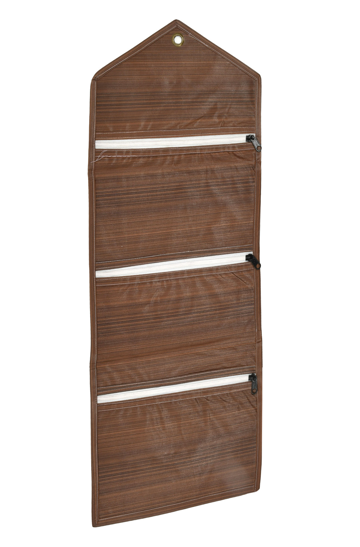 Kuber Industries Wooden Design Wall Hanging Magazine Letter Holder/Organizer With 3 Zipper Pockets (Brown)-HS43KUBMART25735