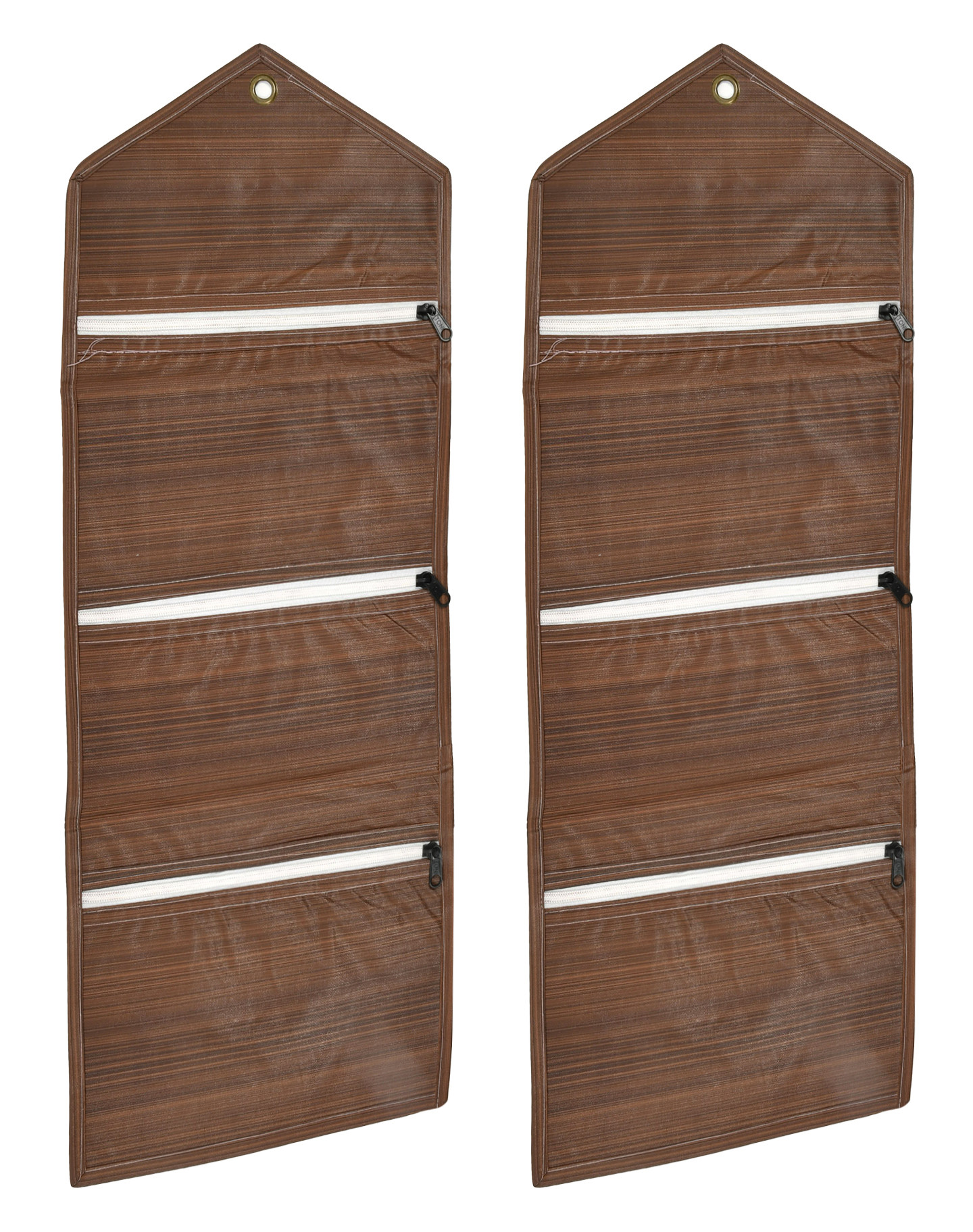 Kuber Industries Wooden Design Wall Hanging Magazine Letter Holder/Organizer With 3 Zipper Pockets (Brown)-HS43KUBMART25735