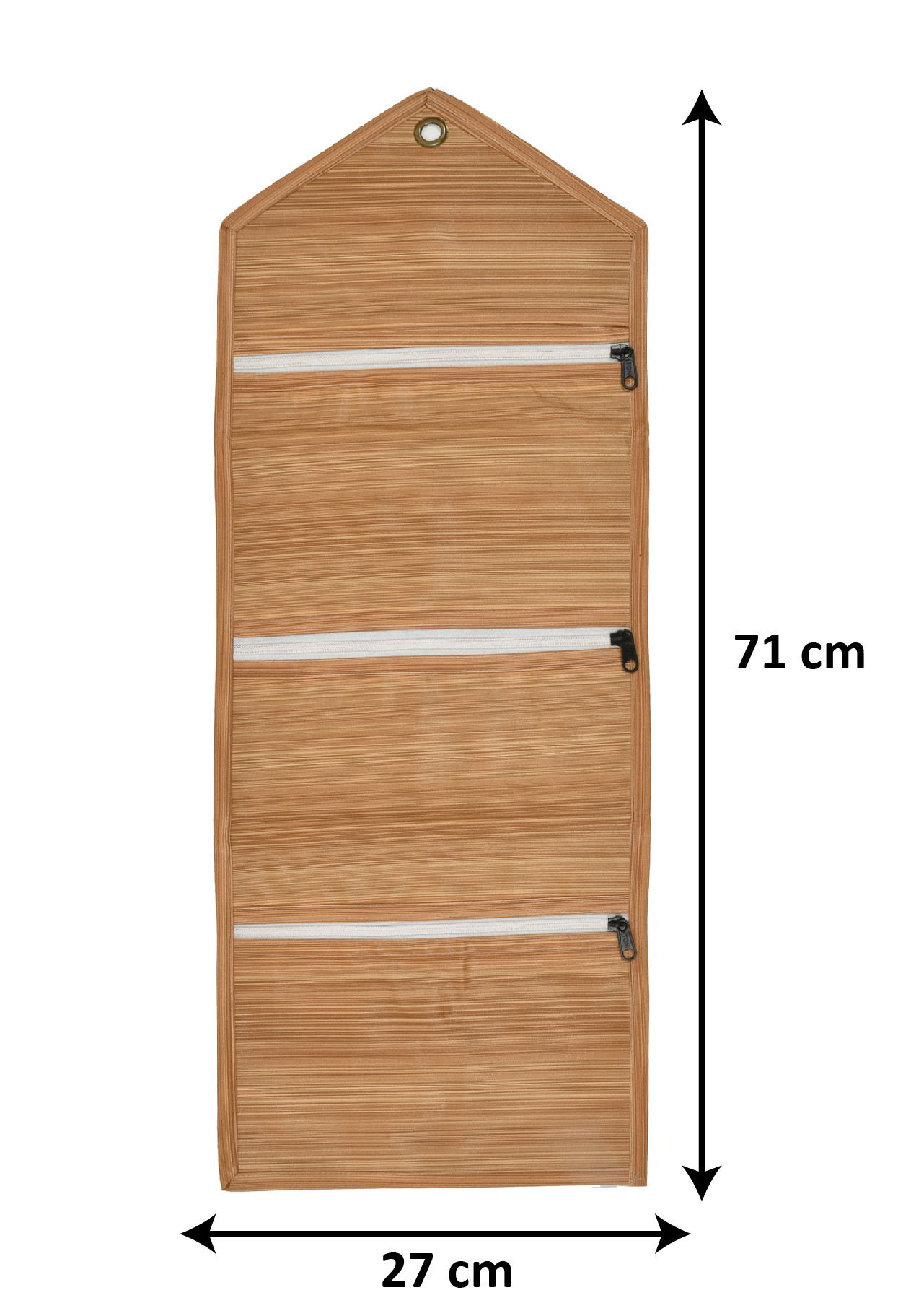 Kuber Industries Wooden Design Wall Hanging Magazine Letter Holder/Organizer With 3 Zipper Pockets (Light Brown)-HS43KUBMART25739
