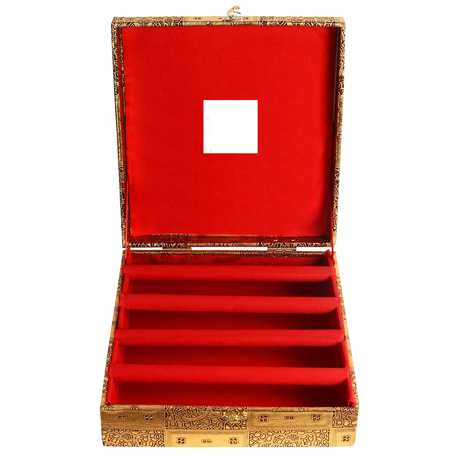 Kuber Industries Wooden Four Rod Bangle Storage Box with Lock System (Gold) -CTKTC39406