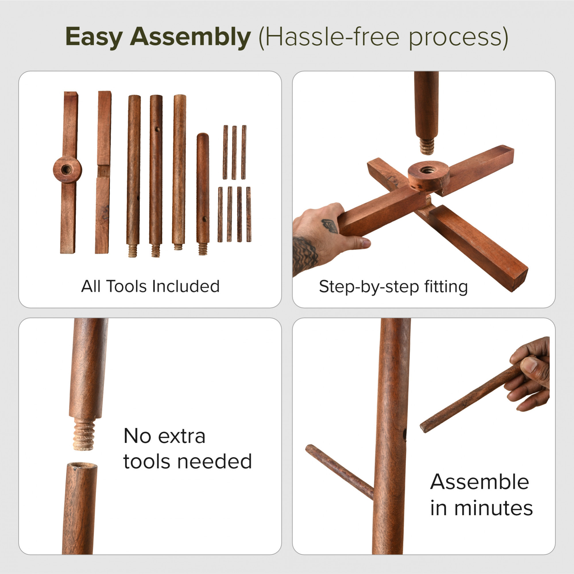 Kuber Industries Wooden Freestanding Coat Hanger with 6 Hooks  Multipurpose Hanging Pole Rack Clothes Shelf  Ideal for Scarf Bags  Hat  Brown