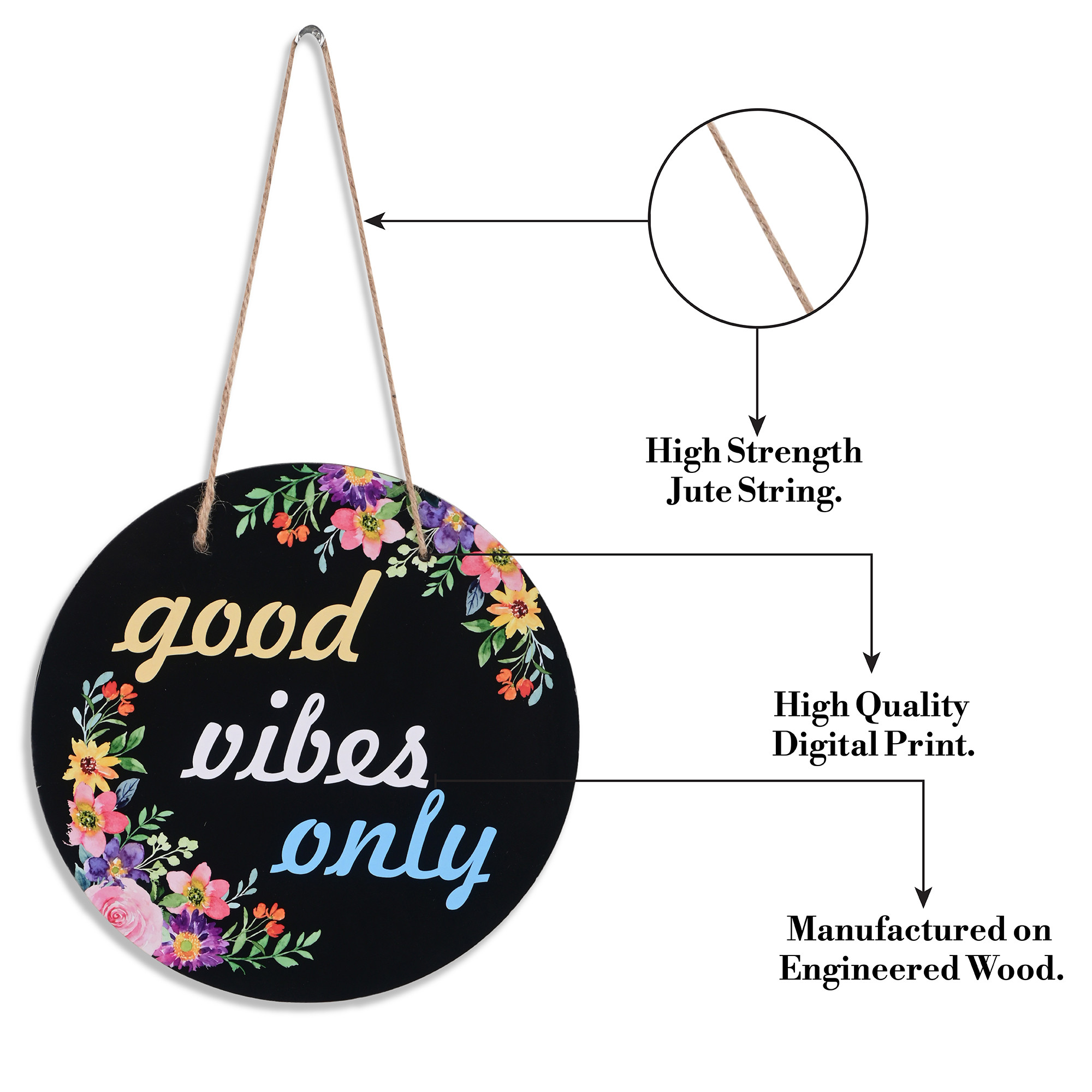 Kuber Industries Wooden Inspirational Quotes Wall Hanging Decoration for Living Room Bedroom  Office  Wall Art Home Decor Items for Hall Entry Door  Staircase   Black