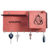 Kuber Industries Wooden Lord Ganesha Wall 7 Hooks Key Holder For Home Decor With Mobile Stand &amp; Wall Shelf (Brown)