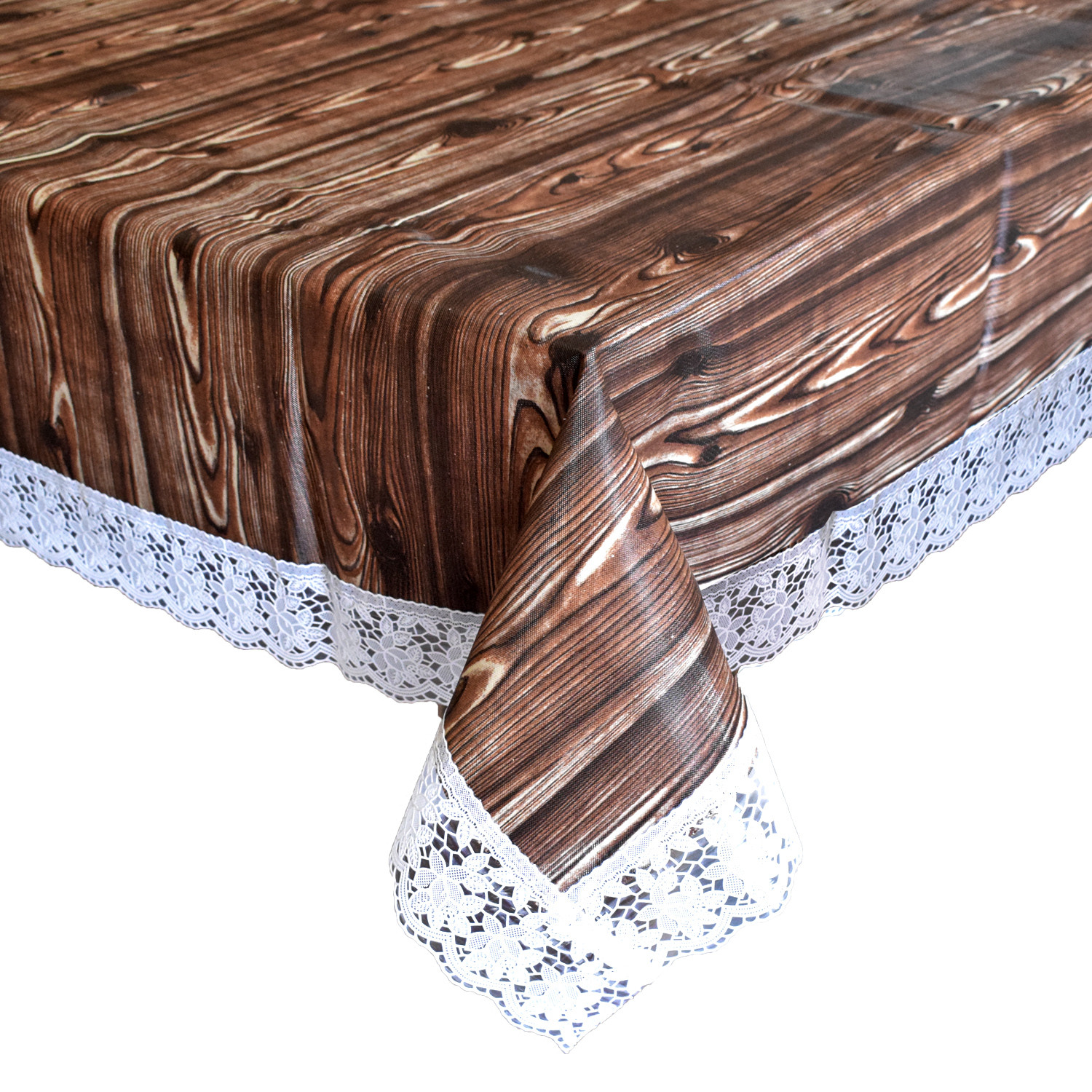 Kuber Industries Wooden Print PVC Center Table Cover/Table Cloth For Home Decorative Luxurious 4 Seater, 60