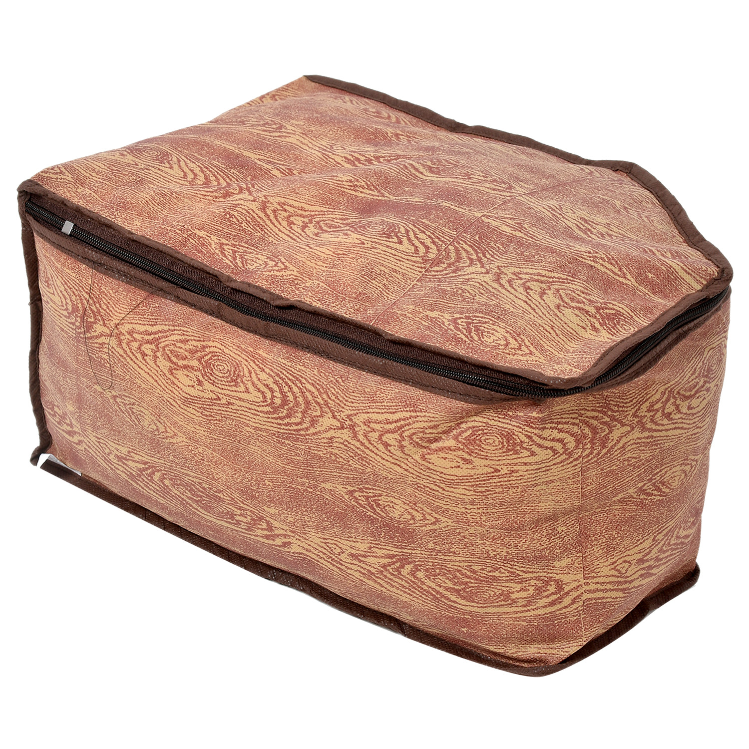Kuber Industries Wooden Printed Non-Woven Blouse Cover/Organizer With Front Window-(Brown)-44KM0537