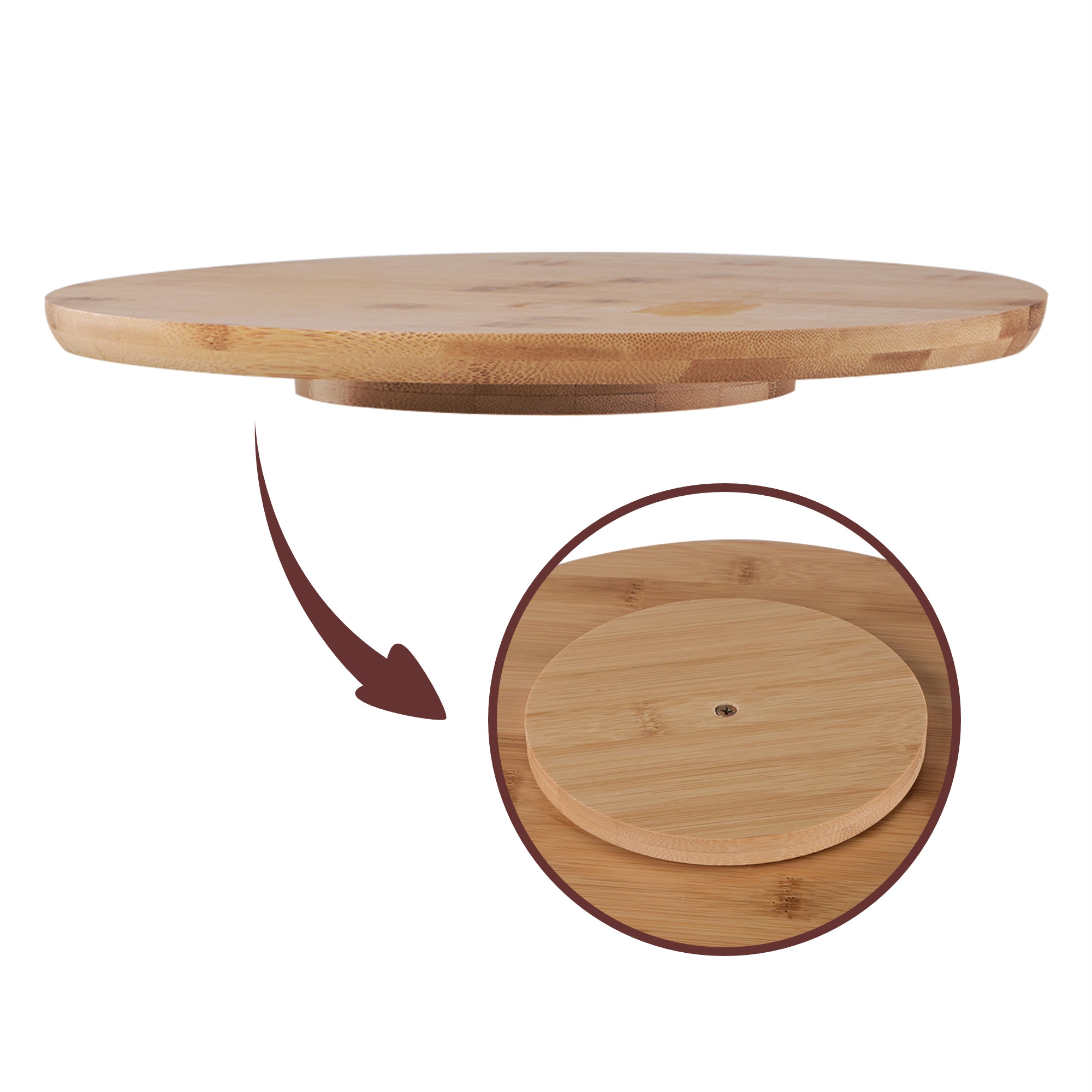 Kuber Industries Wooden Spinning Turntable Table for Kitchen Storage  360 Rotating Cake  Dessert Platter Stand for Dining Table Accessories  Pantry Organizer Revoloving Tray - Brown