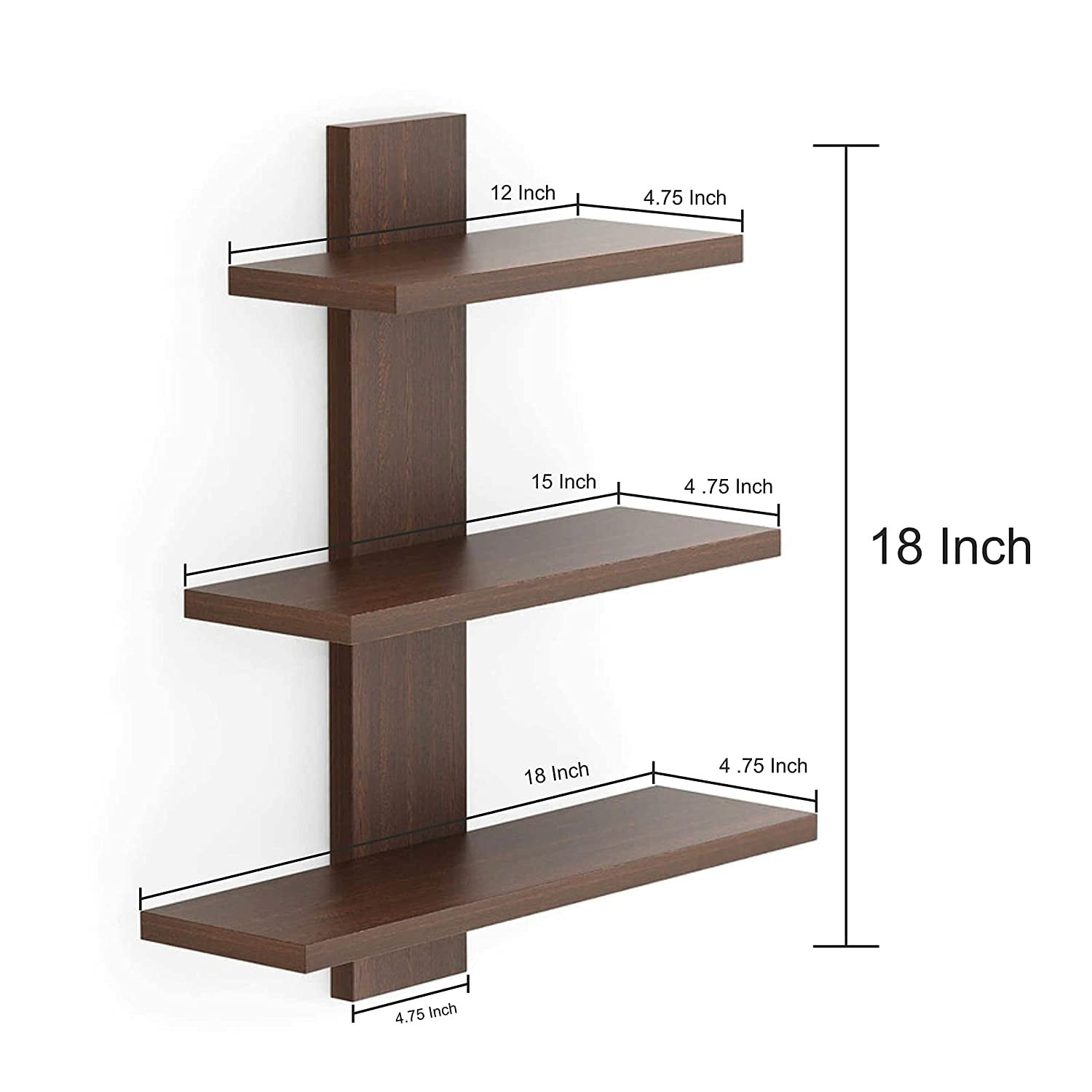 Kuber Industries Wooden Wall Shelf|Multipurpose Tree Shape Display Rack|Engineered Wood Mount 3 Tier Shelves for Office & Home DÃ©cor (Brown)