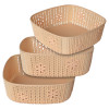 Kuber Industries Woven Design Multipurpose Square Shape Basket Ideal for Friuts, Vegetable, Toys Small, Medium, Large Pack of 3 (Beige)