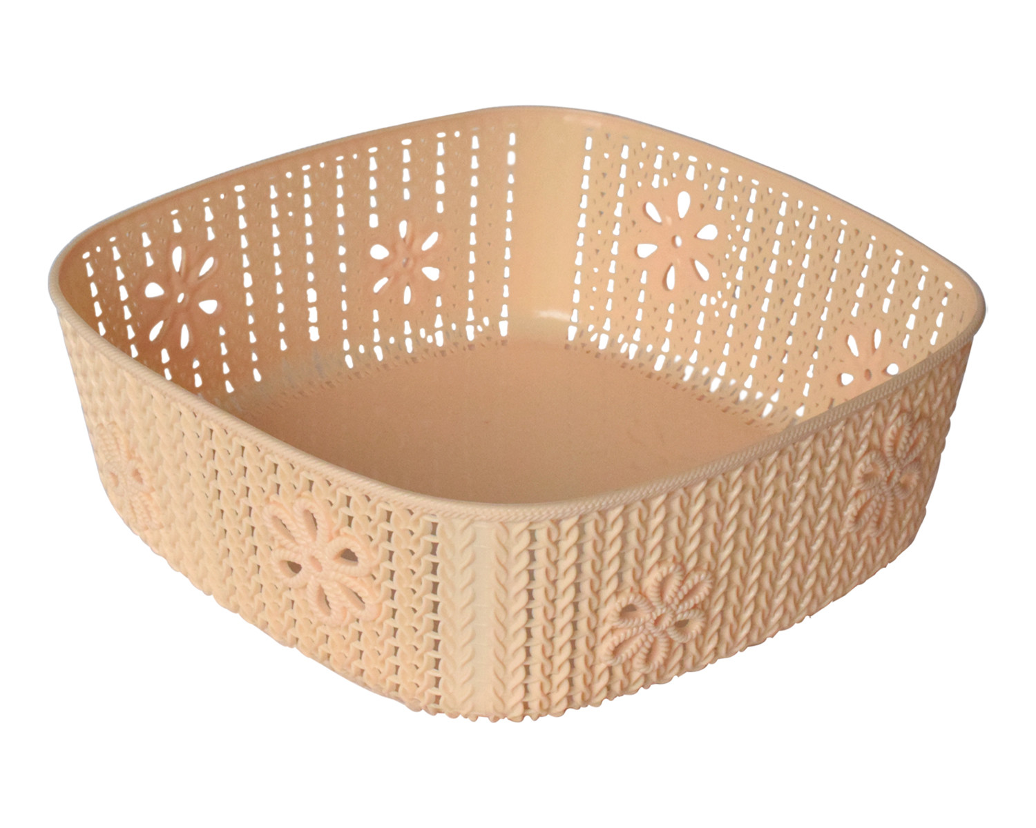 Kuber Industries Woven Design Multipurpose Square Shape Basket Ideal for Friuts, Vegetable, Toys Small, Medium, Large Pack of 3 (Beige)