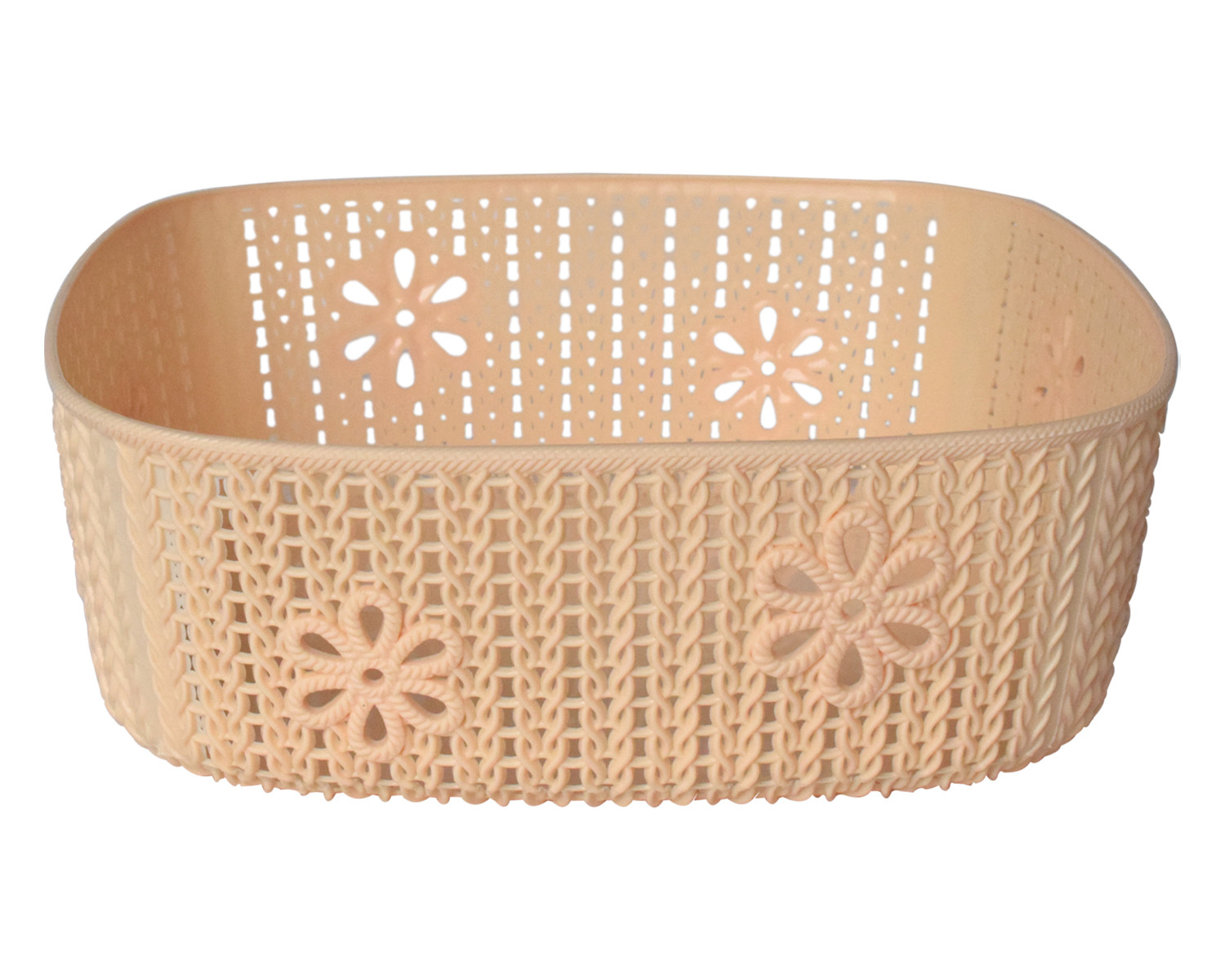 Kuber Industries Woven Design Multipurpose Square Shape Basket Ideal for Friuts, Vegetable, Toys Small, Medium, Large Pack of 3 (Beige)