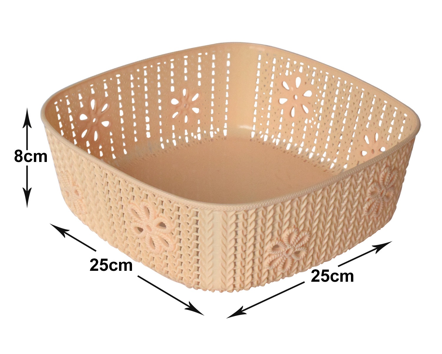 Kuber Industries Woven Design Multipurpose Square Shape Basket Ideal for Friuts, Vegetable, Toys Small, Medium, Large Pack of 3 (Beige)