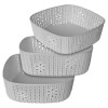 Kuber Industries Woven Design Multipurpose Square Shape Basket Ideal for Friuts, Vegetable, Toys Small, Medium, Large Pack of 3 (Grey)