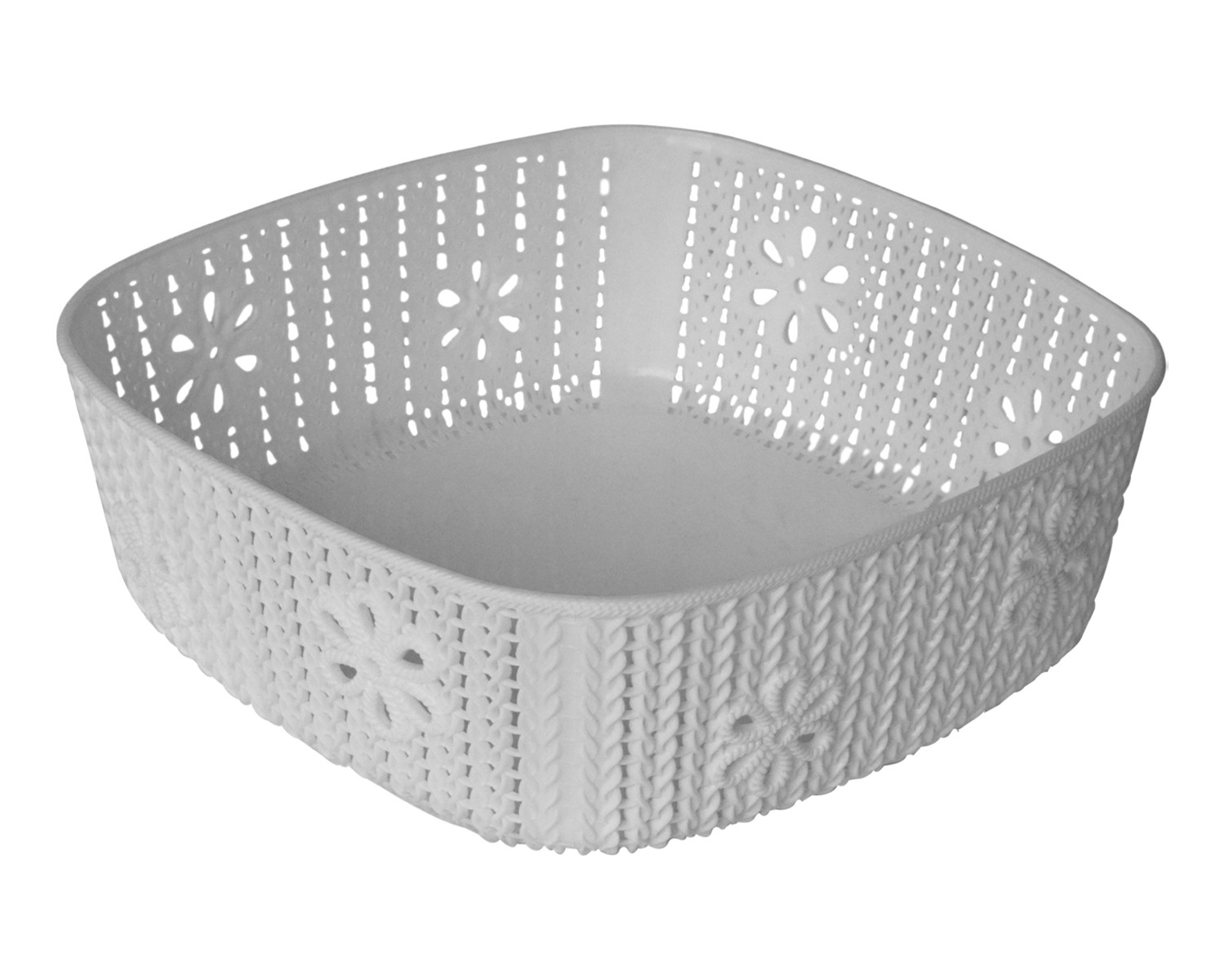 Kuber Industries Woven Design Multipurpose Square Shape Basket Ideal for Friuts, Vegetable, Toys Small, Medium, Large Pack of 3 (Grey)