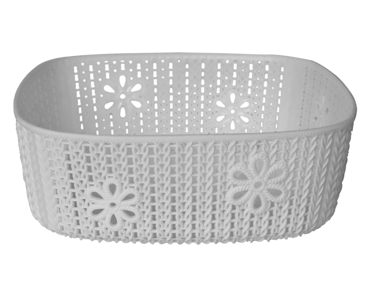 Kuber Industries Woven Design Multipurpose Square Shape Basket Ideal for Friuts, Vegetable, Toys Small, Medium, Large Pack of 3 (Grey)