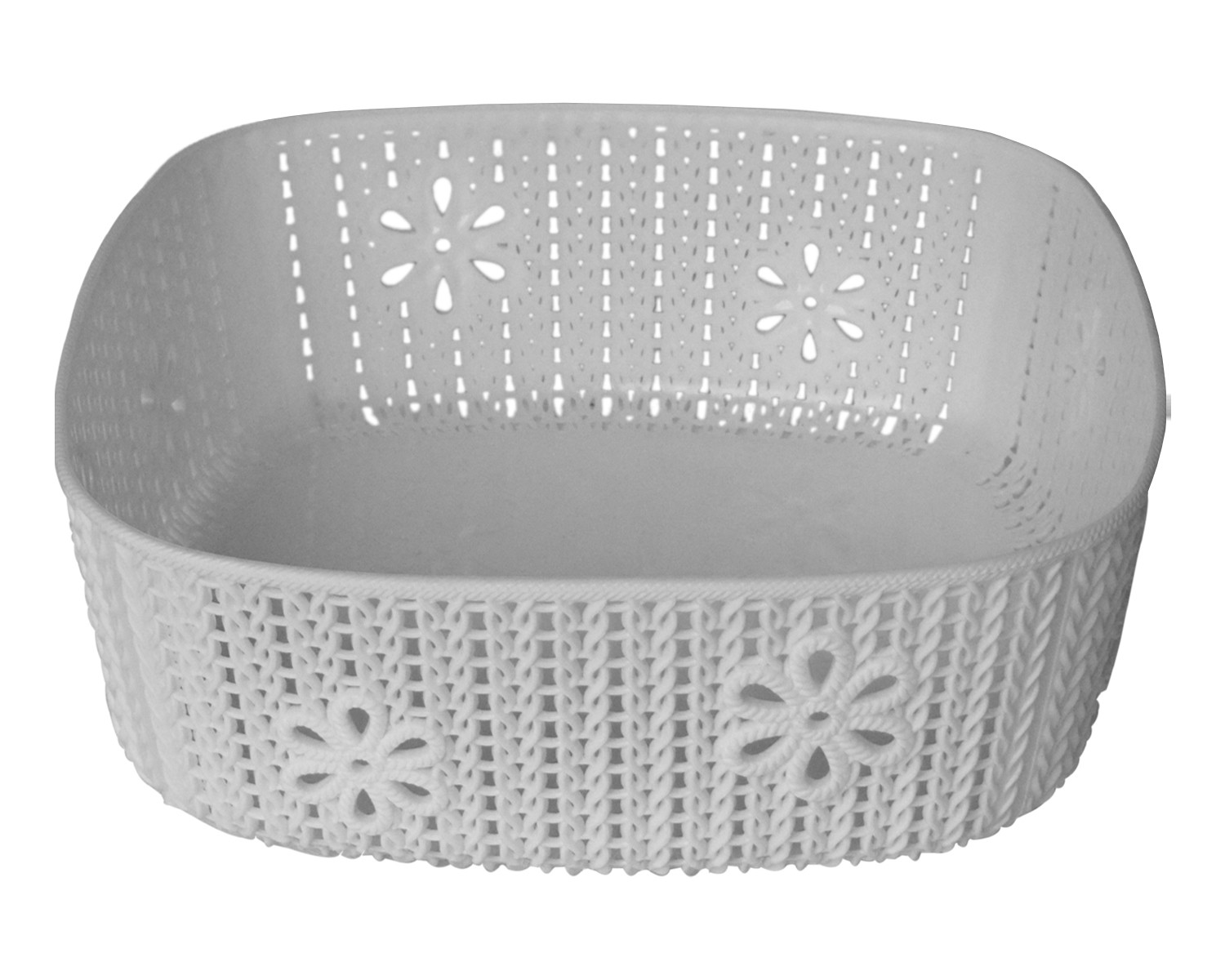 Kuber Industries Woven Design Multipurpose Square Shape Basket Ideal for Friuts, Vegetable, Toys Small, Medium, Large Pack of 3 (Grey)