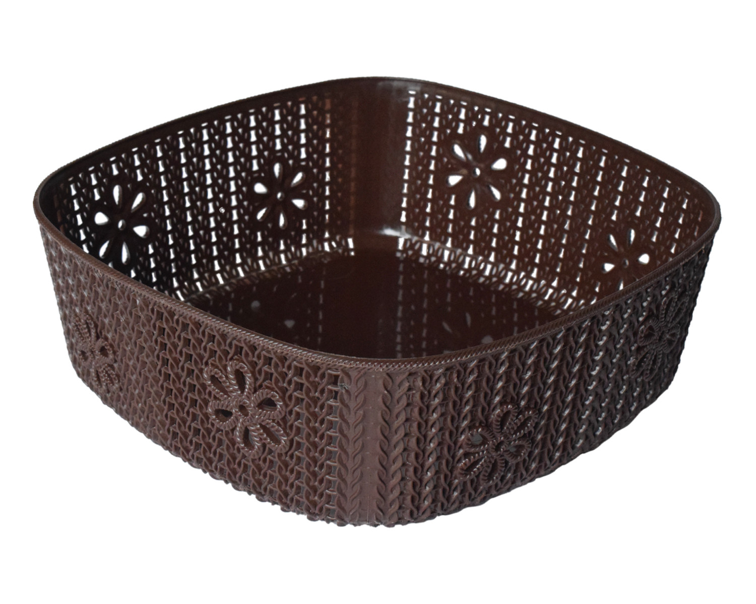 Kuber Industries Woven Design Multipurpose Square Shape Basket Ideal for Friuts, Vegetable, Toys Small, Medium, Large Pack of 3 (Brown)