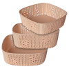 Kuber Industries Woven Design Multipurpose Square Shape Basket Ideal for Friuts, Vegetable, Toys Small, Medium, Large Pack of 3 (Light Brown)
