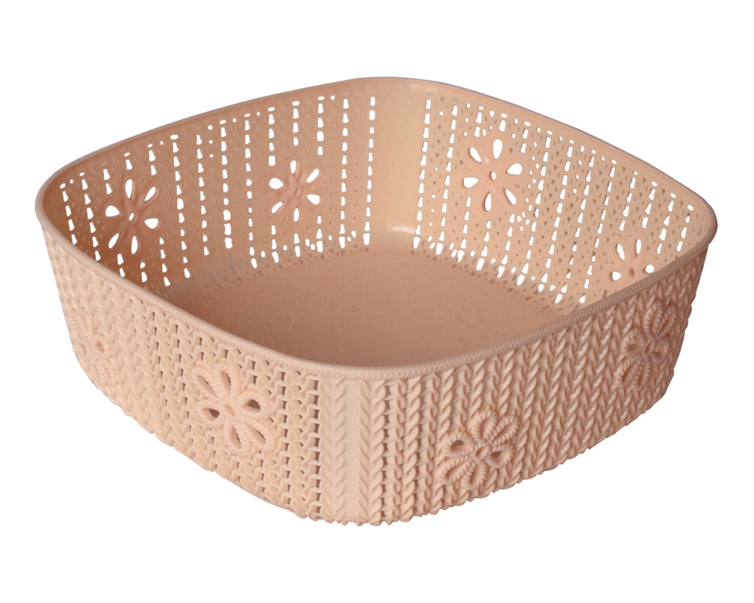 Kuber Industries Woven Design Multipurpose Square Shape Basket Ideal for Friuts, Vegetable, Toys Small, Medium, Large Pack of 3 (Light Brown)