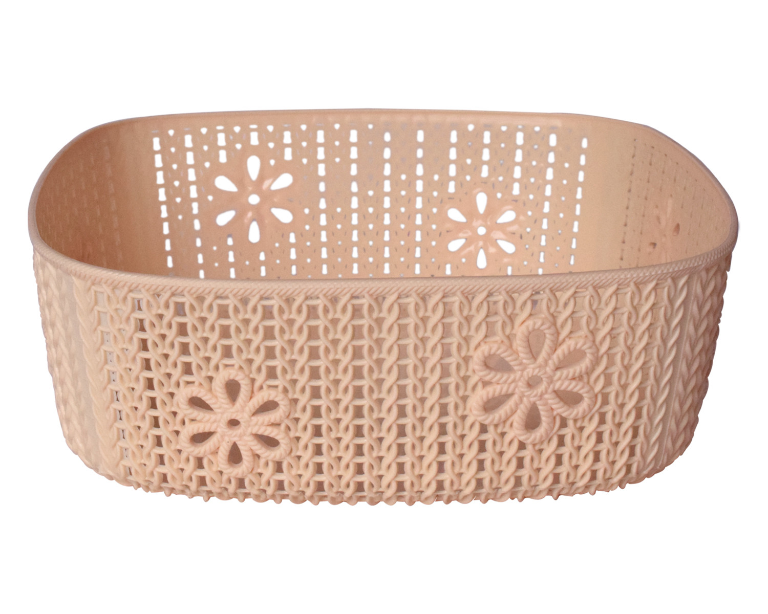 Kuber Industries Woven Design Multipurpose Square Shape Basket Ideal for Friuts, Vegetable, Toys Small, Medium, Large Pack of 3 (Light Brown)