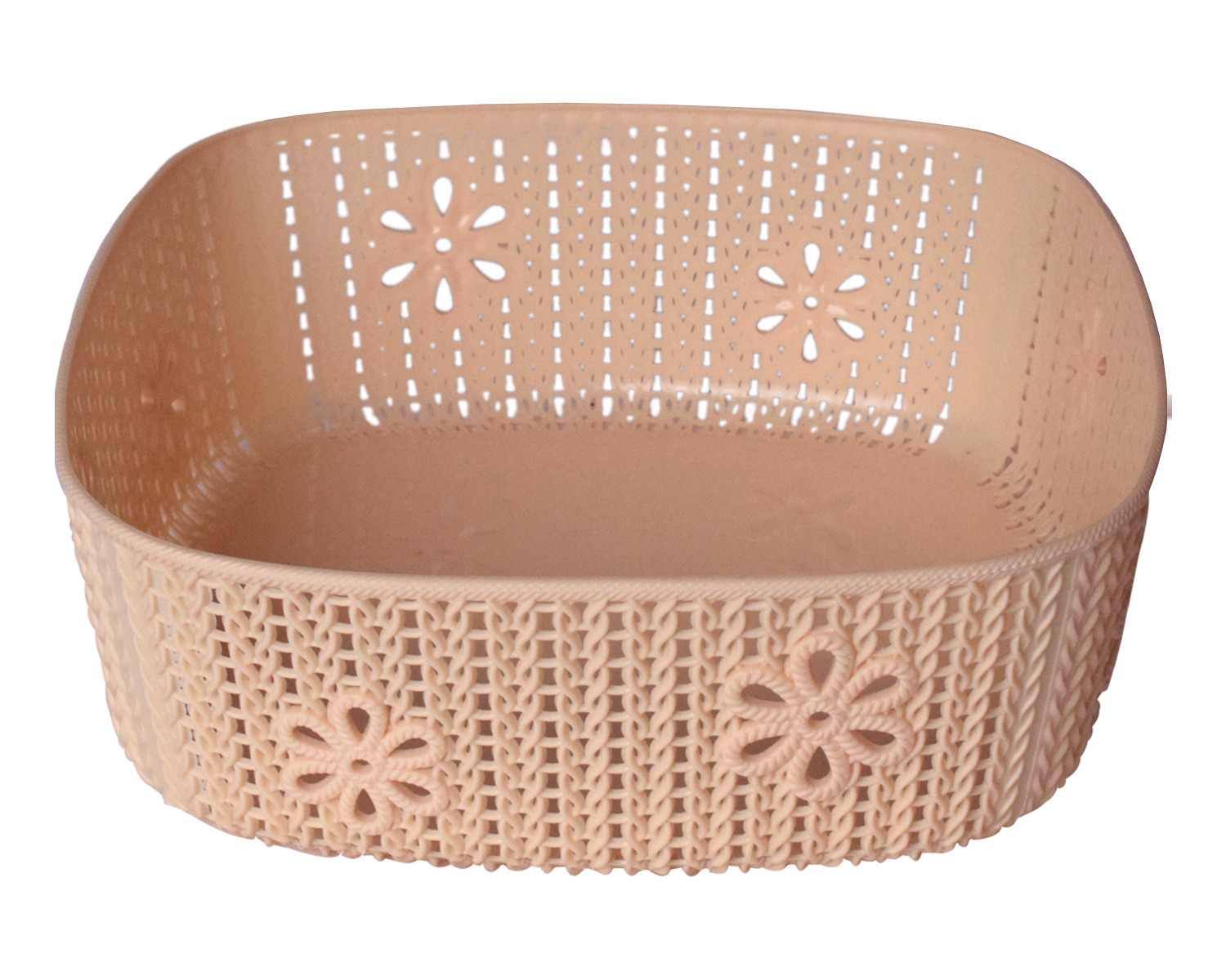 Kuber Industries Woven Design Multipurpose Square Shape Basket Ideal for Friuts, Vegetable, Toys Small, Medium, Large Pack of 3 (Light Brown)