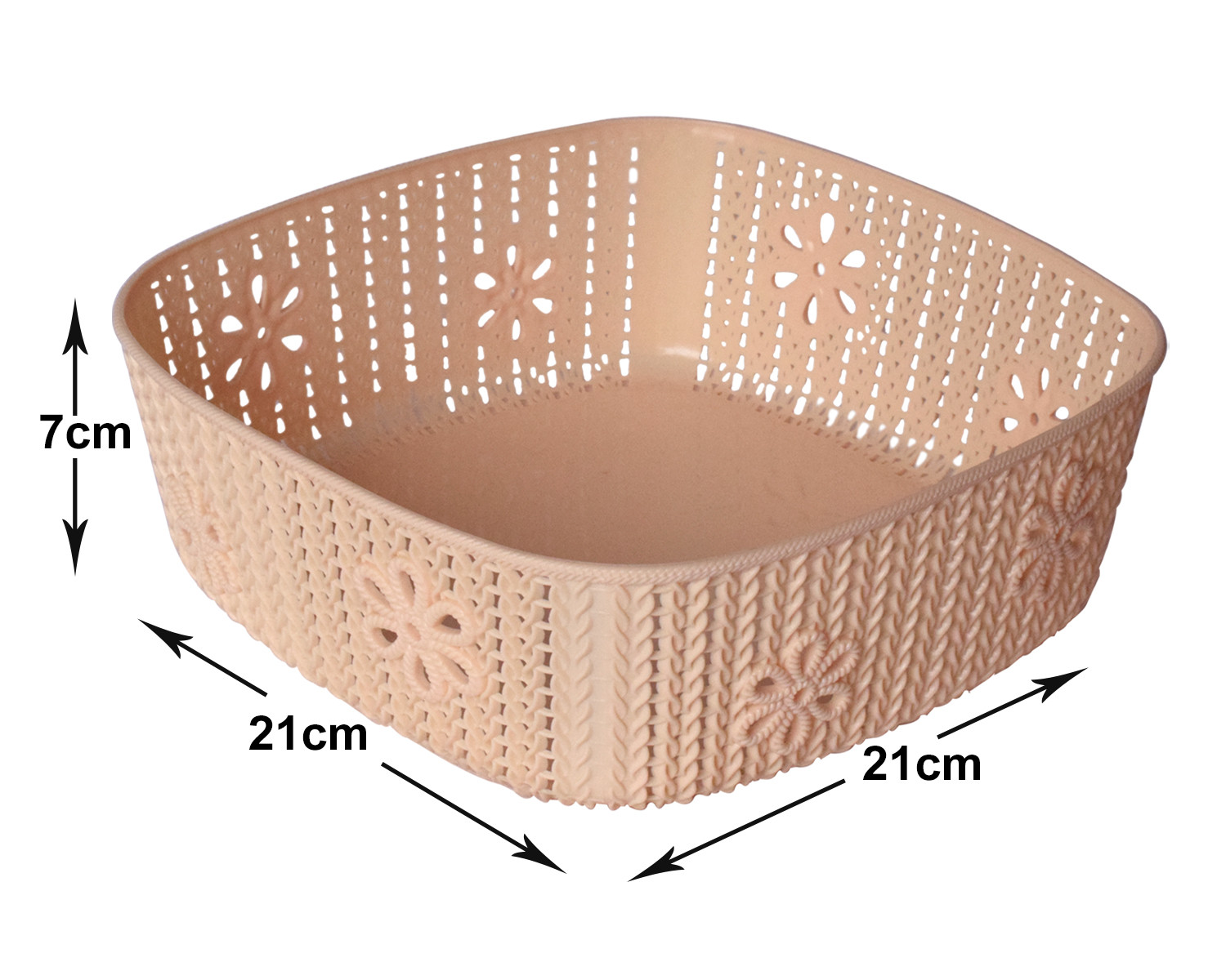 Kuber Industries Woven Design Multipurpose Square Shape Basket Ideal for Friuts, Vegetable, Toys Small, Medium, Large Pack of 3 (Light Brown)