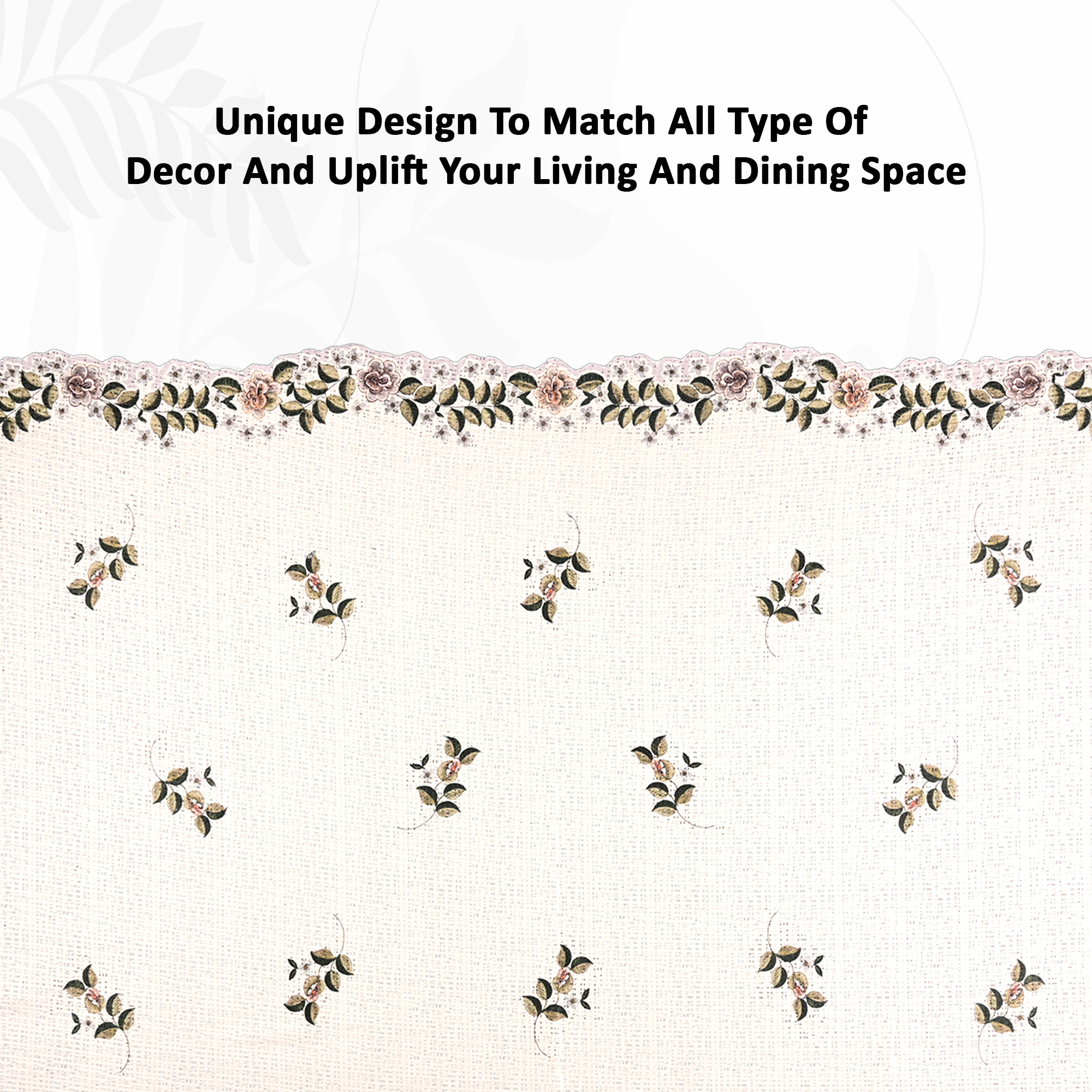 Kuber Industries Wrinkle Free  Durable 6 Seater Dining Table Cover for Kitchen  Aesthetic Festive Dinner Table Cloth For Living Room House  Office  Leaf - Cream  Green