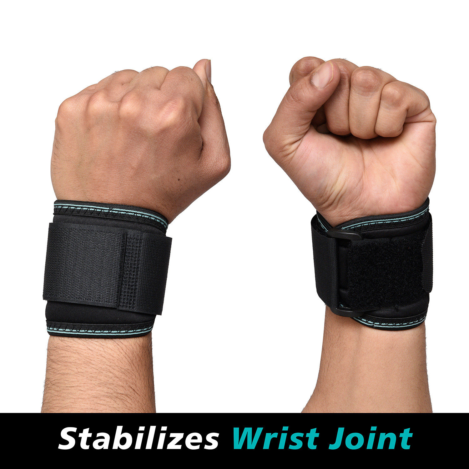 Kuber Industries Wrist Brace |Drytex Double Lock Wrist Supporter for Gym | Nylon Wrist Wrap Band Strap for Men and Women | Pain Relief Band | 1 Piece | Black