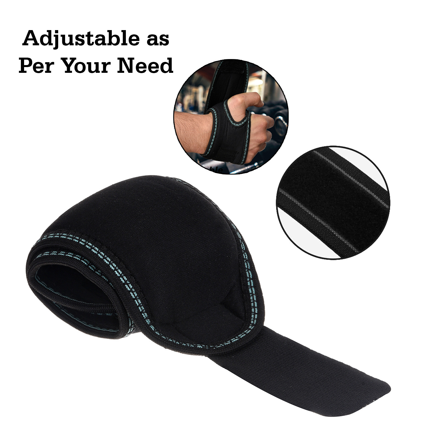Kuber Industries Wrist Brace with Thumb Loop | Drytex Wrist Supporter for Gym | Nylon Wrist Wrap Band Strap for Men and Women | Pain Relief Band | 1 Piece | Black