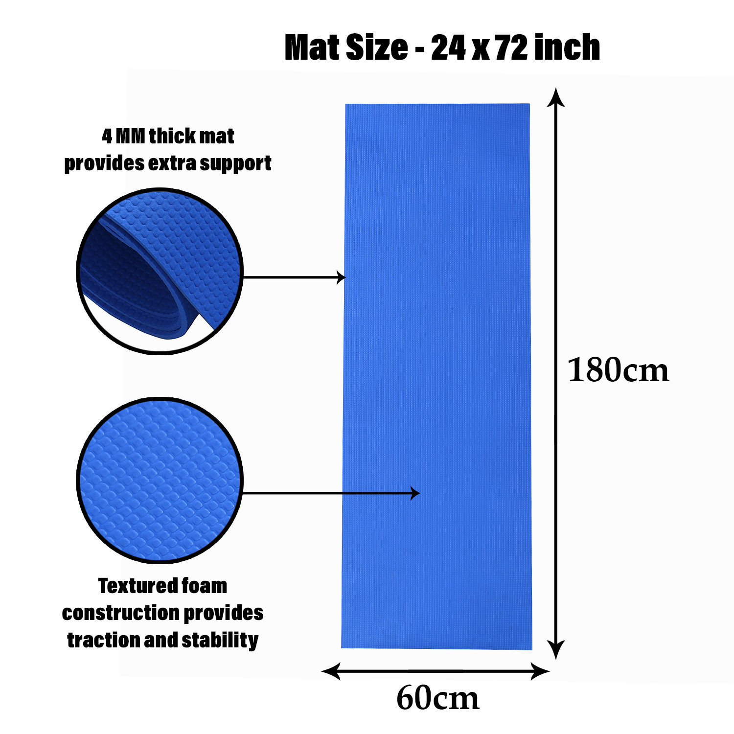 Kuber Industries Yoga Mat | Eva Foam Workout Mat | Anti-Skid Exercise Mat | Gym Yoga Mat | Yoga Mat for Women | Yoga Mat for Men | 4 MM | Blue