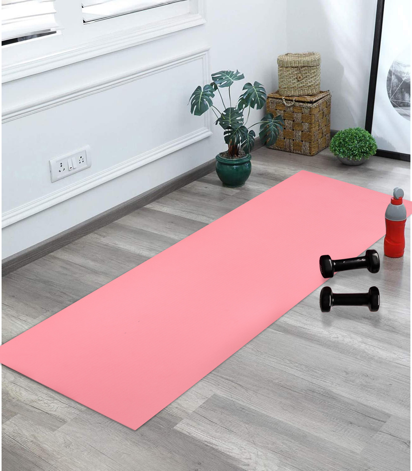 Kuber Industries Yoga Mat  Eva Foam Workout Mat  Anti-Skid Floor Exercise Mat  Carpet Mat for Gym-Fitness  Yoga Mat for Women  Yoga Mat for Men  6 MM  Pink