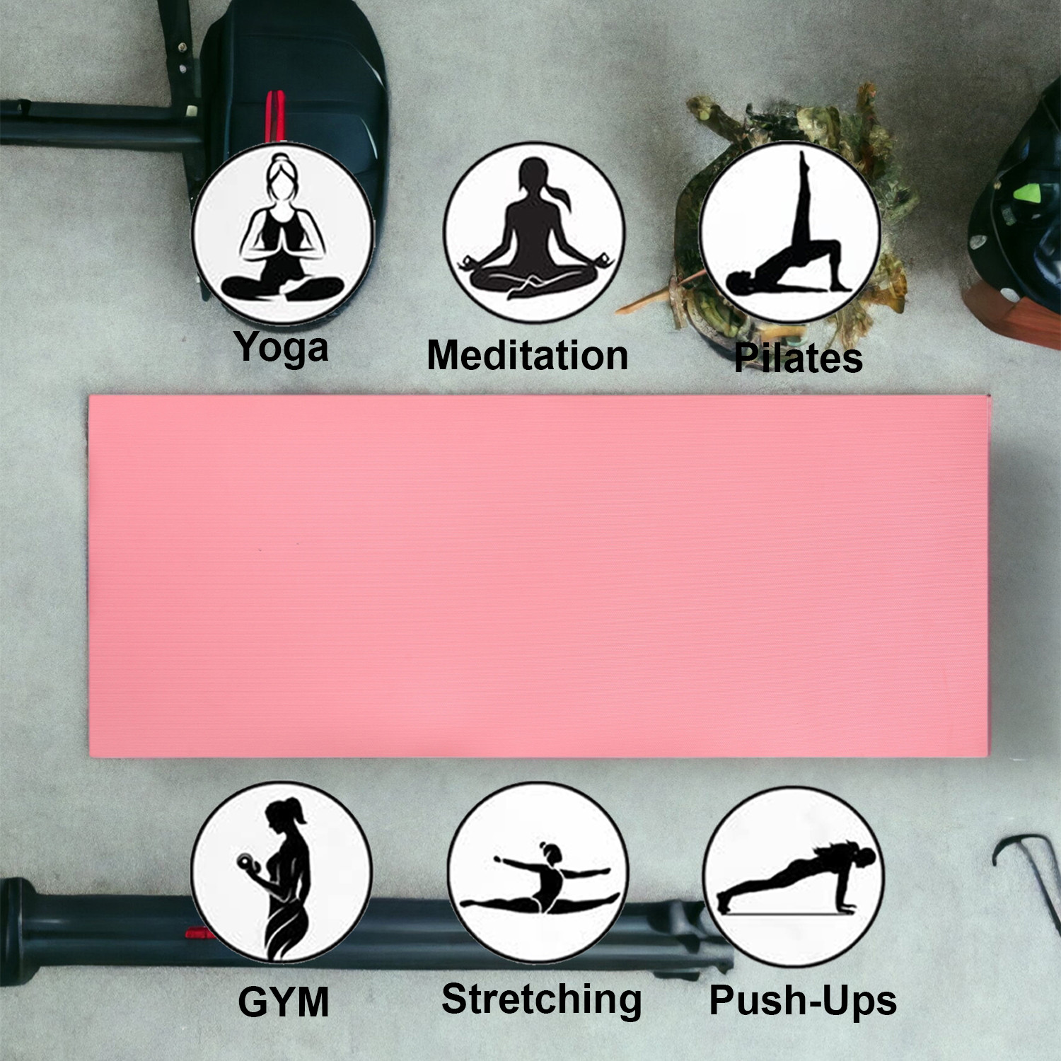 Kuber Industries Yoga Mat  Eva Foam Workout Mat  Anti-Skid Floor Exercise Mat  Carpet Mat for Gym-Fitness  Yoga Mat for Women  Yoga Mat for Men  6 MM  Pink