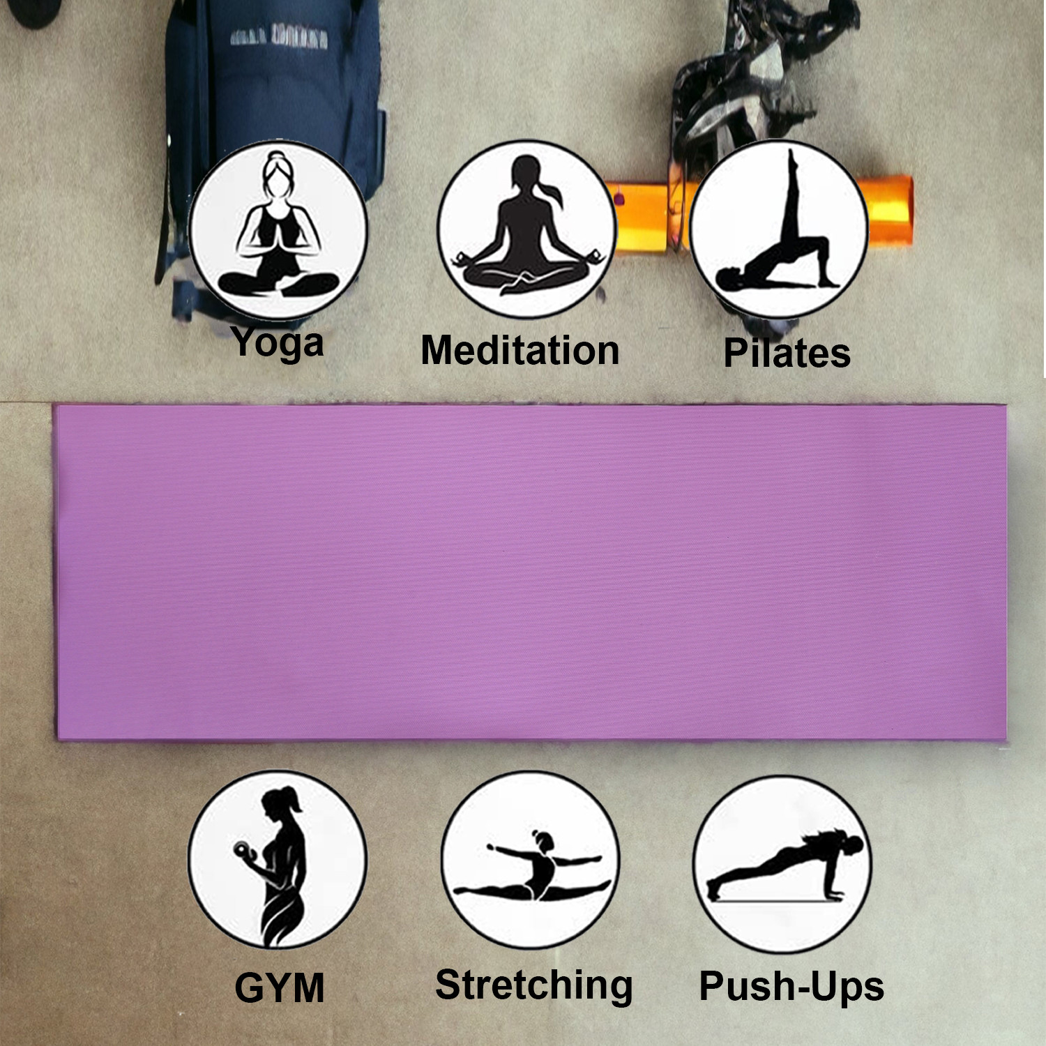 Kuber Industries Yoga Mat  Eva Foam Workout Mat  Anti-Skid Floor Exercise Mat  Carpet Mat for Gym-Fitness  Yoga Mat for Women  Yoga Mat for Men  6 MM  Purple