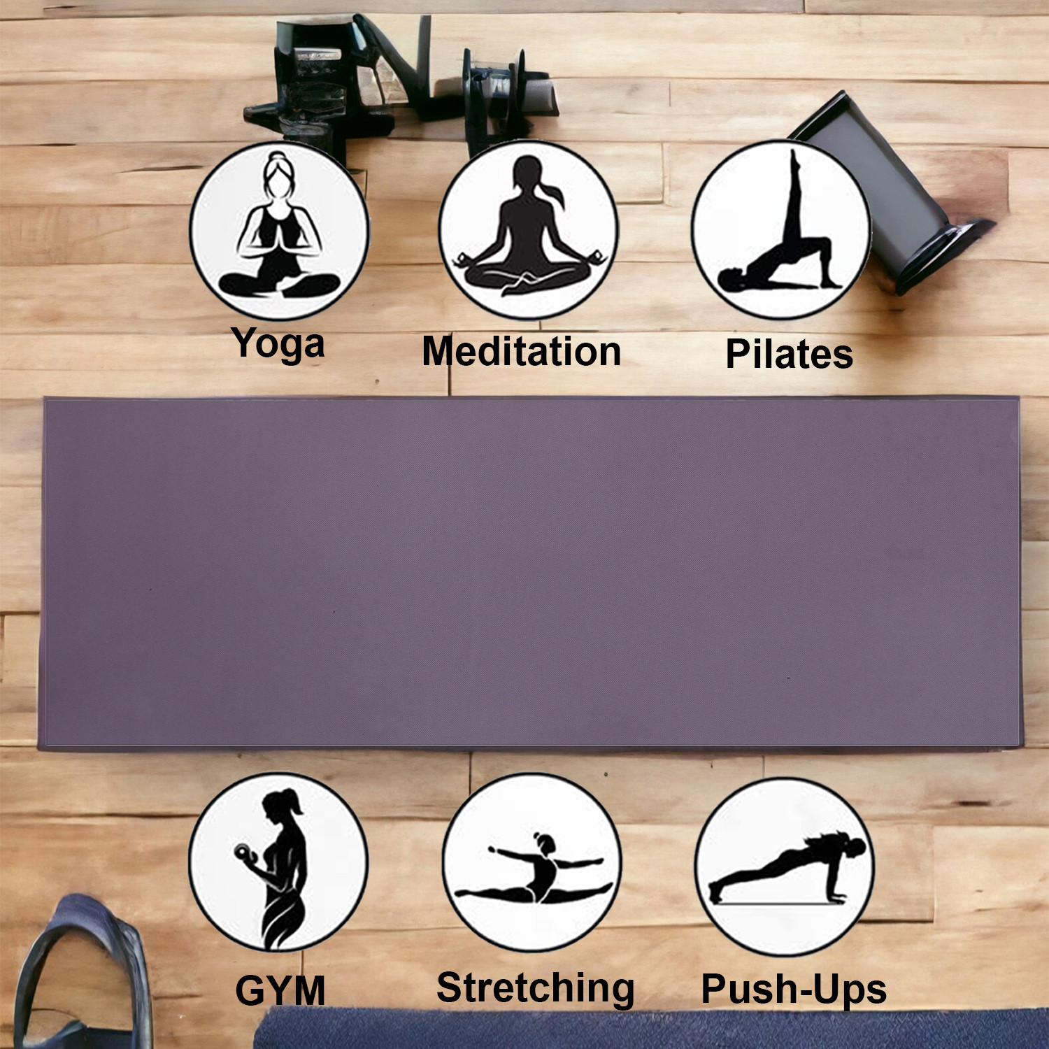 Kuber Industries Yoga Mat  Eva Foam Workout Mat  Anti-Skid Floor Exercise Mat  Carpet Mat for Gym-Fitness  Yoga Mat for Women  Yoga Mat for Men  6 MM  Gray
