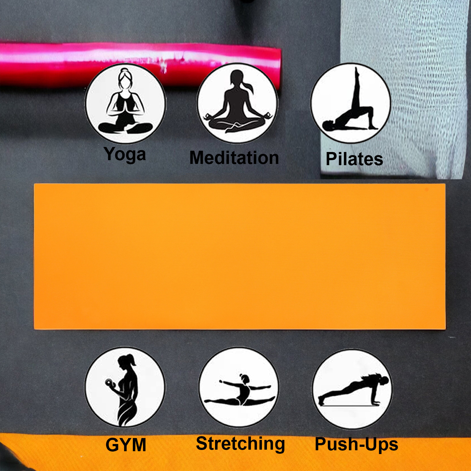 Kuber Industries Yoga Mat  Eva Foam Workout Mat  Anti-Skid Floor Exercise Mat  Carpet Mat for Gym-Fitness  Yoga Mat for Women  Yoga Mat for Men  6 MM  Orange