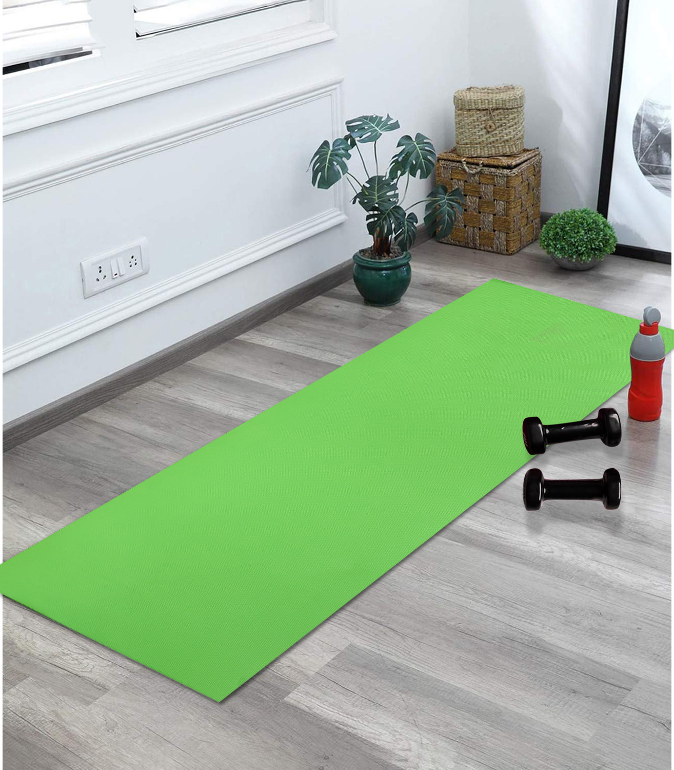 Kuber Industries Yoga Mat  Eva Foam Workout Mat  Anti-Skid Floor Exercise Mat  Carpet Mat for Gym-Fitness  Yoga Mat for Women  Yoga Mat for Men  6 MM  Green