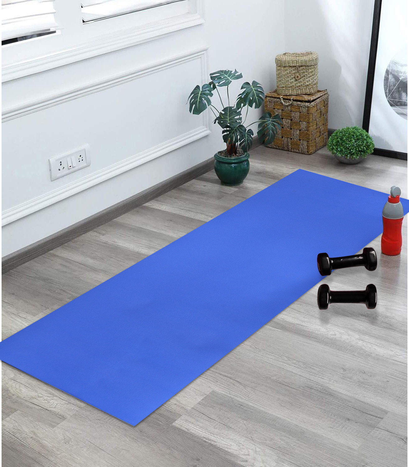 Kuber Industries Yoga Mat  Eva Foam Workout Mat  Anti-Skid Floor Exercise Mat  Carpet Mat for Gym-Fitness  Yoga Mat for Women  Yoga Mat for Men  6 MM  Blue