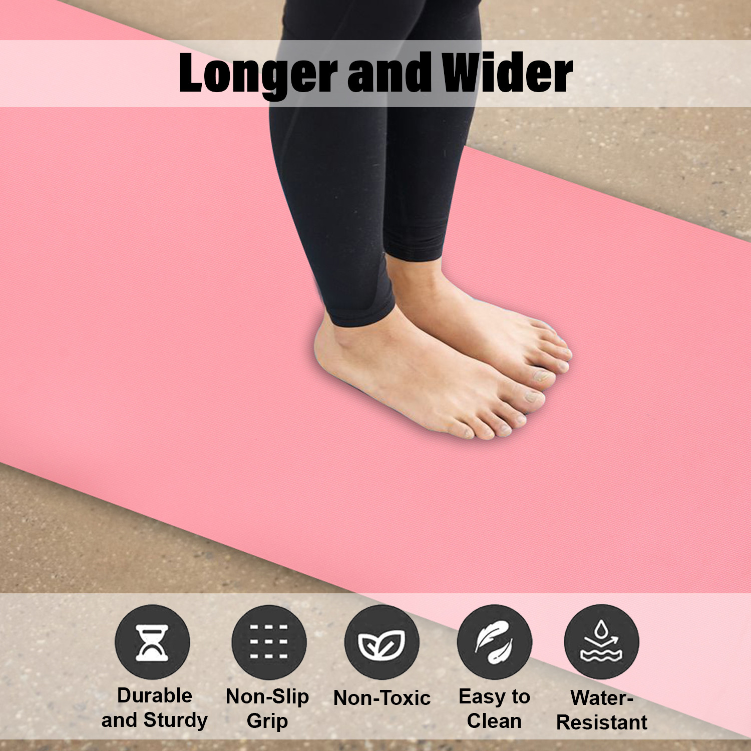 Kuber Industries Yoga Mat | Eva Foam Workout Mat | Anti-Skid Floor Exercise Mat | Carpet Mat for Gym-Fitness | Yoga Mat for Women | Yoga Mat for Men | 6 MM | Pink