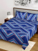 Kuber Industries Zig Zag Printed Luxurious Soft Breathable &amp; Comfortable Glace Cotton Double Bedsheet With 2 Pillow Covers (Blue)-HS43KUBMART26799