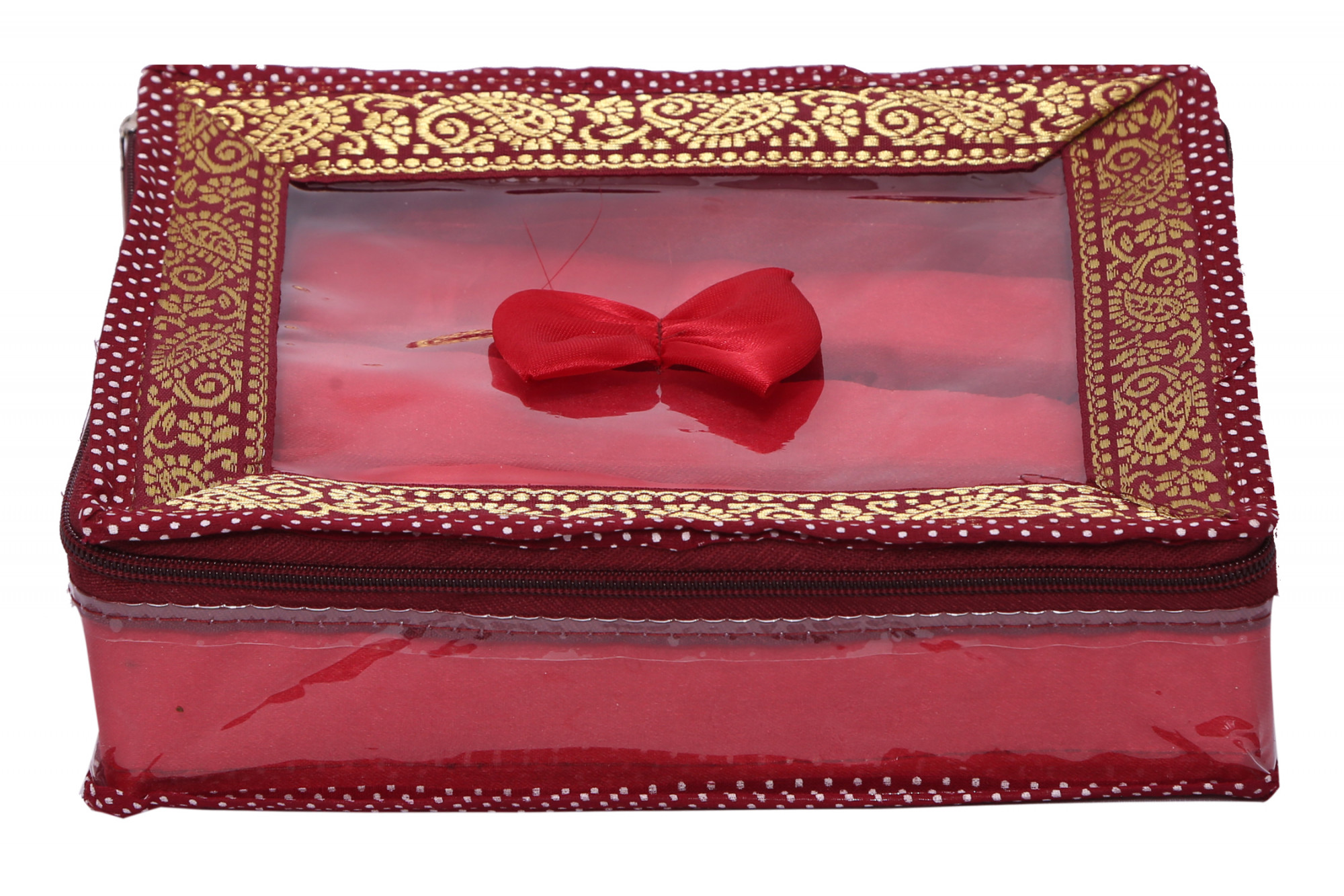 Kuber Industries Zipper Bangle Organiser with 3 Rods Jewellery Pouch Vanity Bag Organizer for Women and Girls (Maroon)