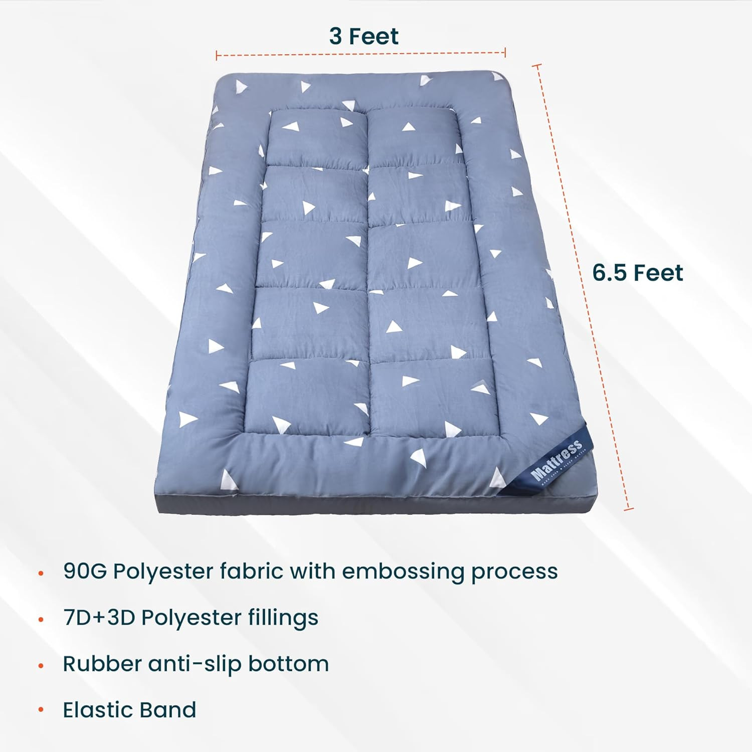 Kuber IndustriesMattress Topper/Padding|Mattress For Comfortable Sleep 3 x 6.5 Feet|Blue