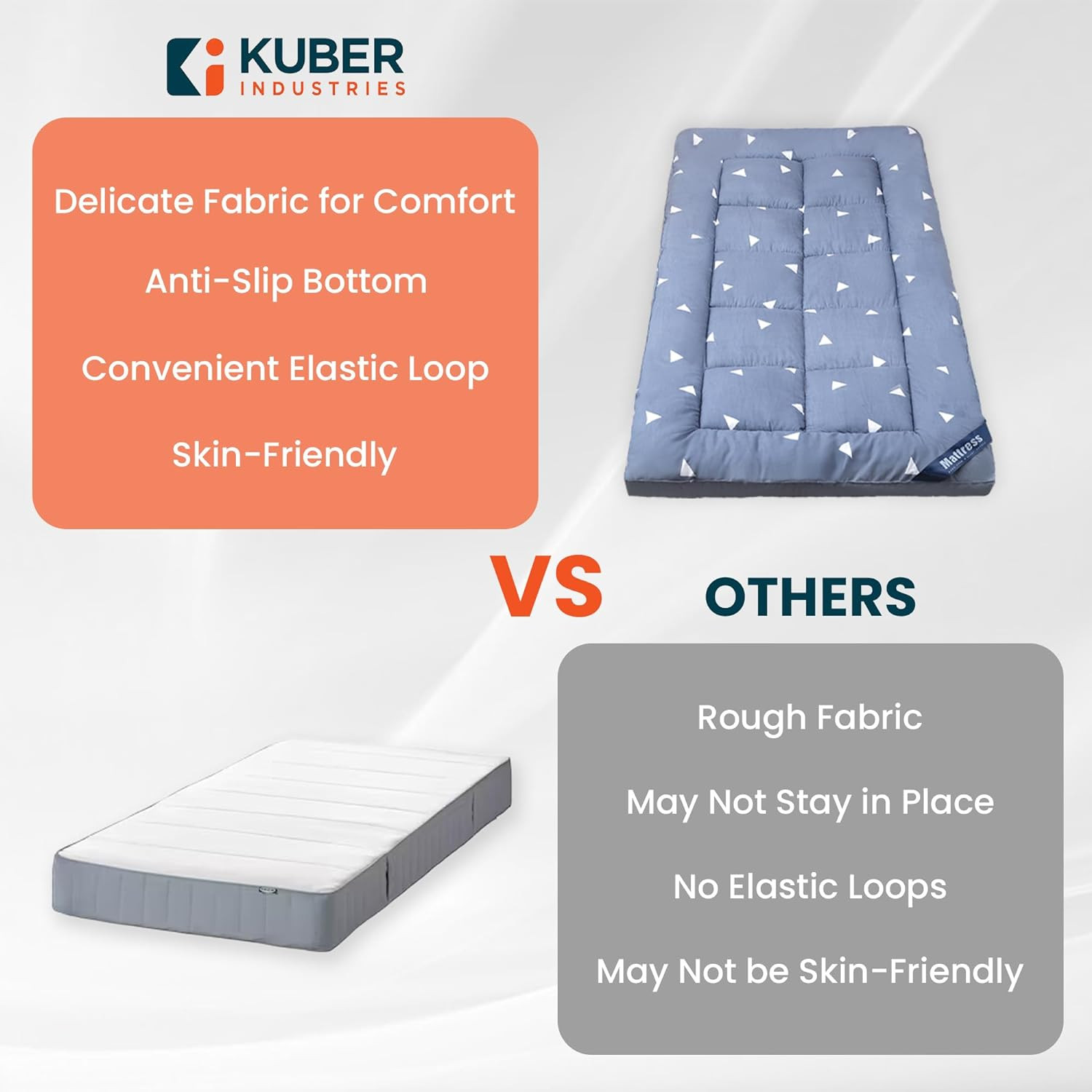 Kuber IndustriesMattress Topper/Padding|Mattress For Comfortable Sleep 3 x 6.5 Feet|Blue