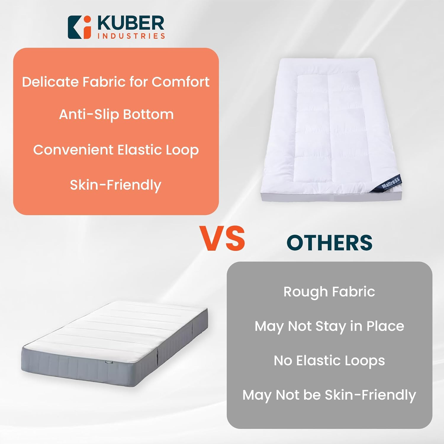Kuber IndustriesMattress Topper/Padding|Mattress For Comfortable Sleep 3 x 6.5 Feet|WHITE