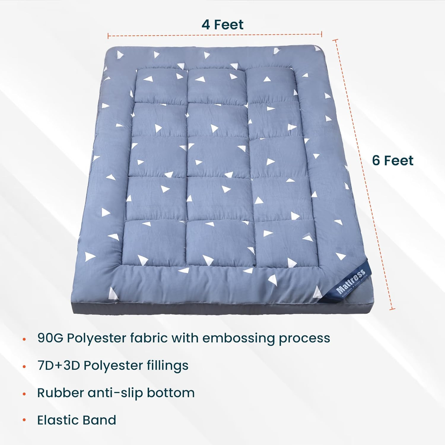 Kuber IndustriesMattress Topper/Padding|Mattress For Comfortable Sleep 4 x 6 Feet|Blue