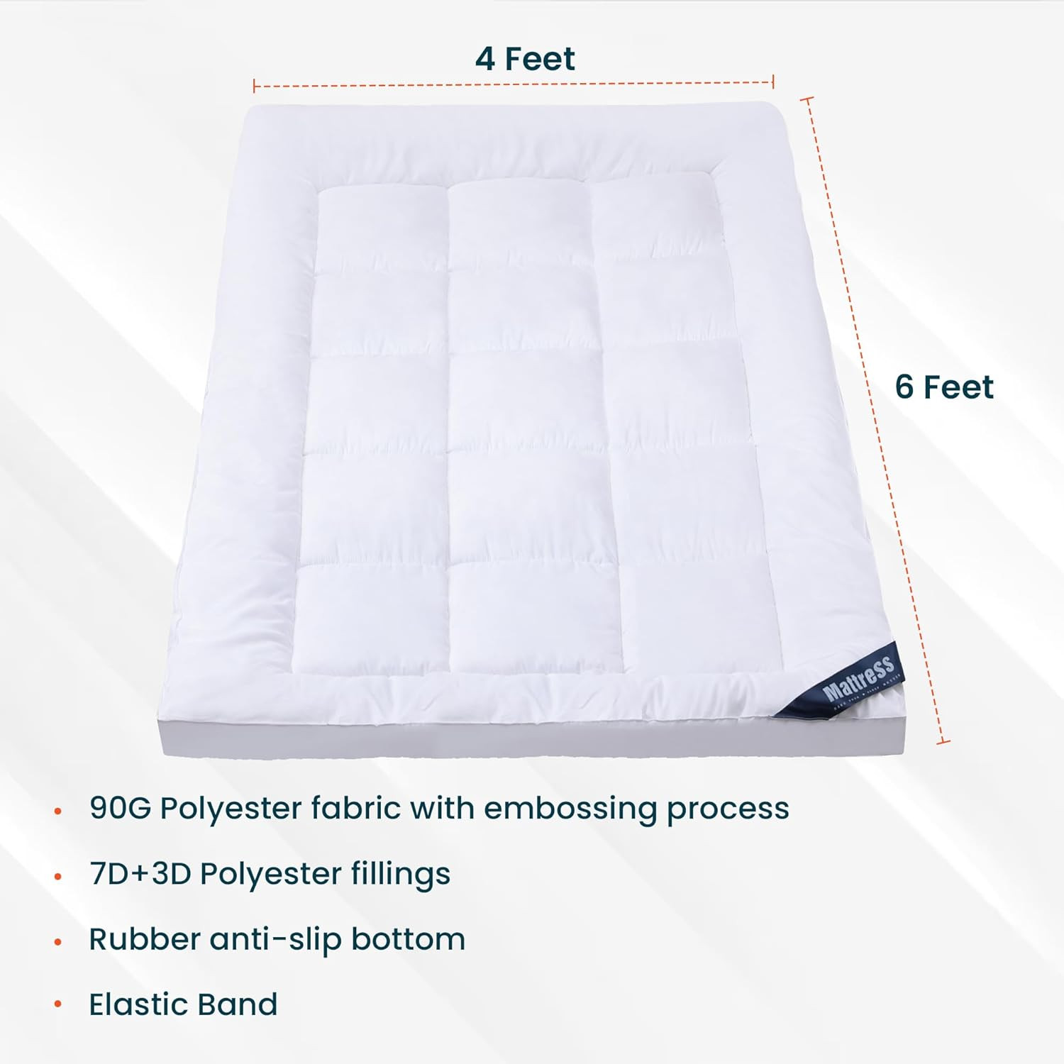Kuber IndustriesMattress Topper/Padding|Mattress For Comfortable Sleep 4 x 6 Feet|WHITE