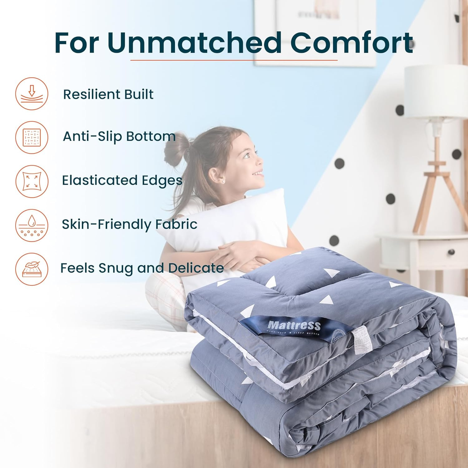 Kuber IndustriesMattress Topper/Padding|Mattress For Comfortable Sleep 6 x 6 Feet|Blue