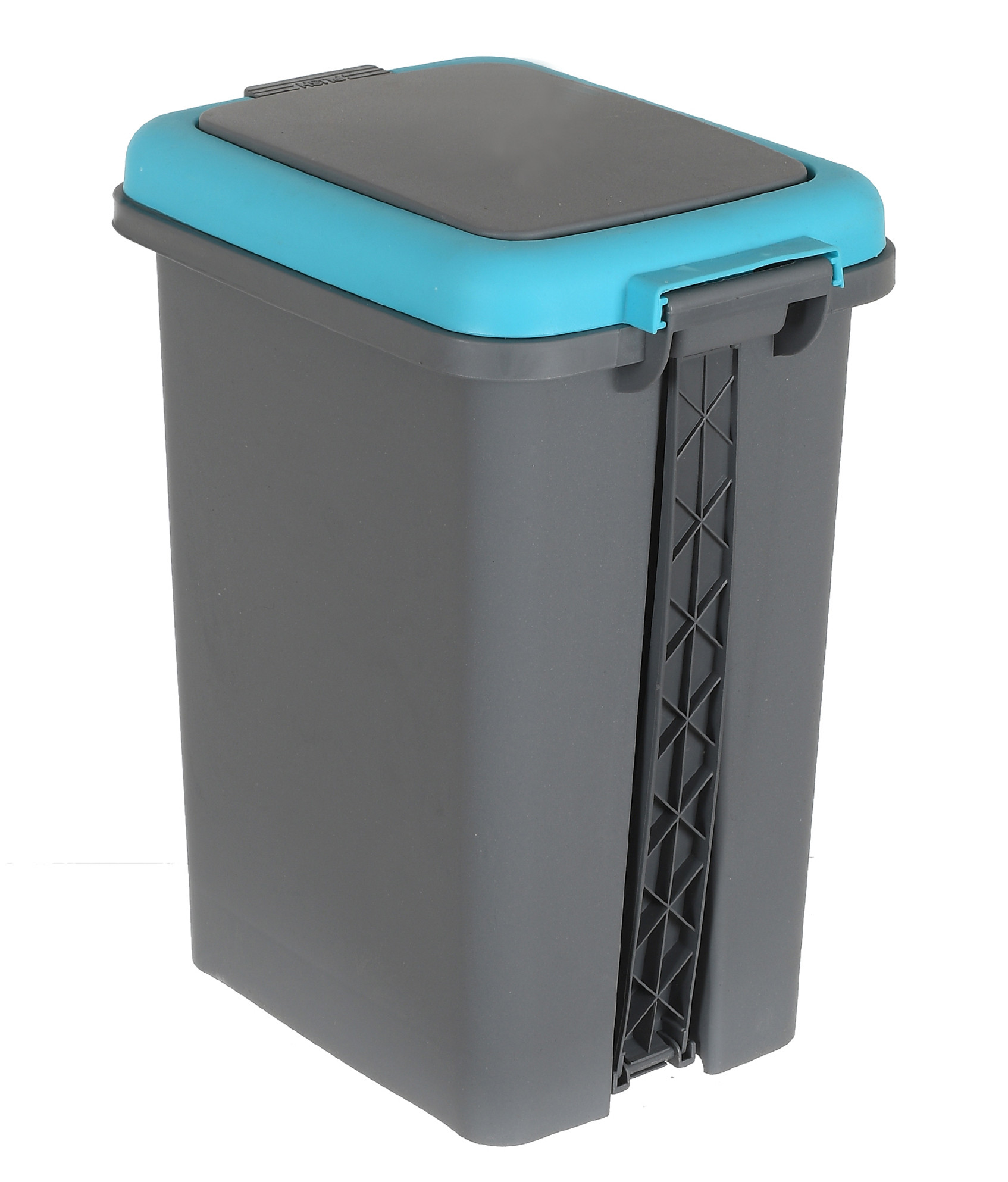 Kuber IndustriesPortable 6.5 Ltr Plastic Push And Pedal Dustbin With Lid Garbage Bins for Home Office (Grey & Blue)